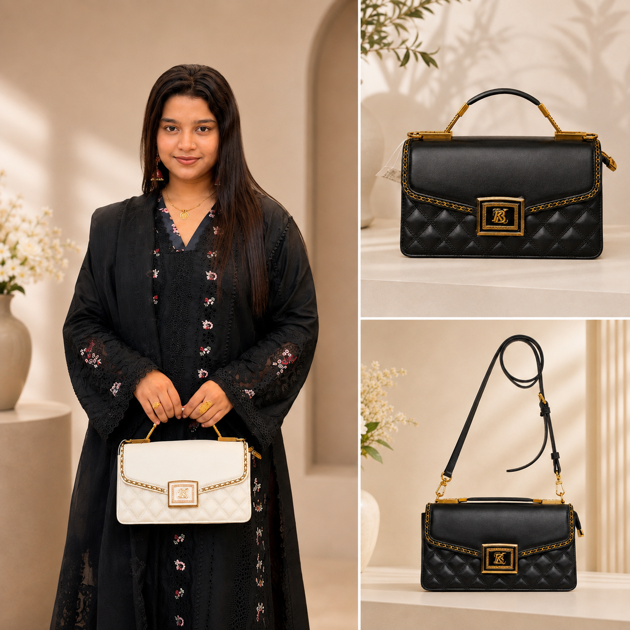 SANAD Classic Quilted Convertible Handbag alternate view